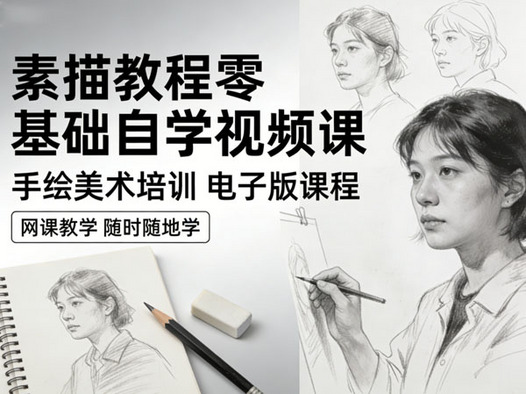 素描教程零基础自学画画视频教学网课绘画培训电子版手绘美术课程